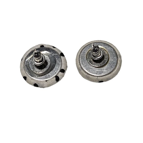 Vintage Polka Dot Fabric Covered Earrings Retro 50s 60s Fashion Jewelry Women - Picture 3 of 4